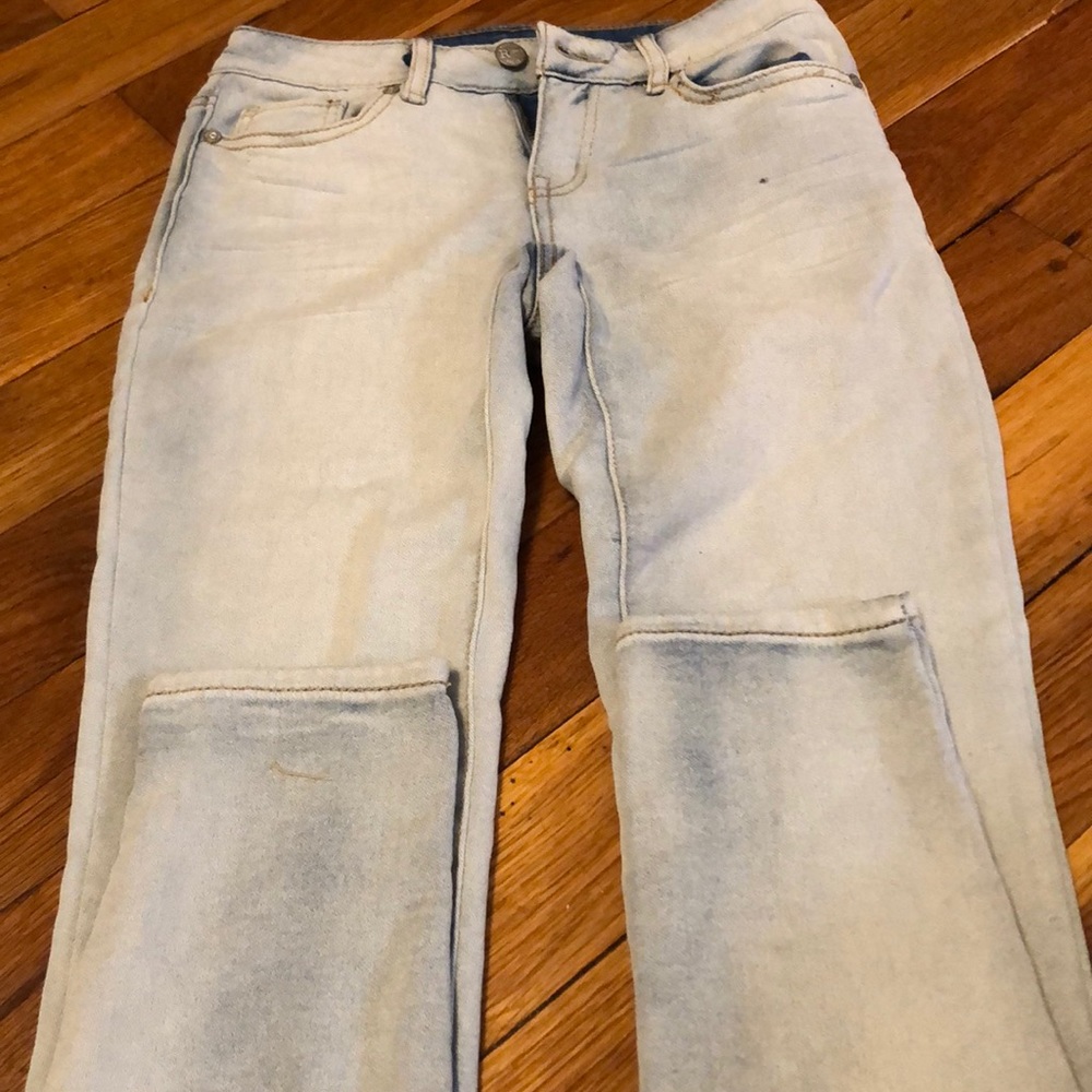 Washed blue jeans